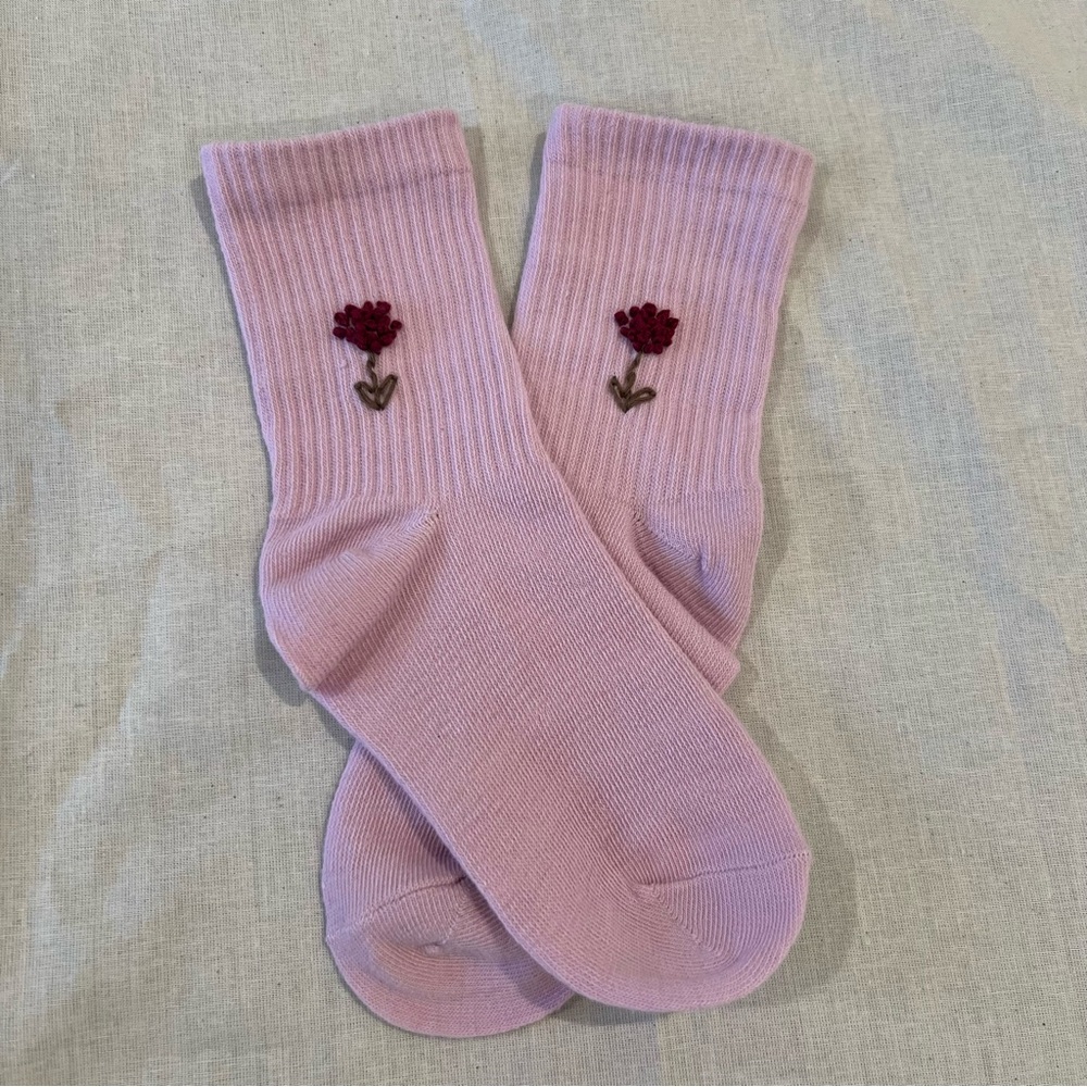 Handmade embroidery sock toddler s/m